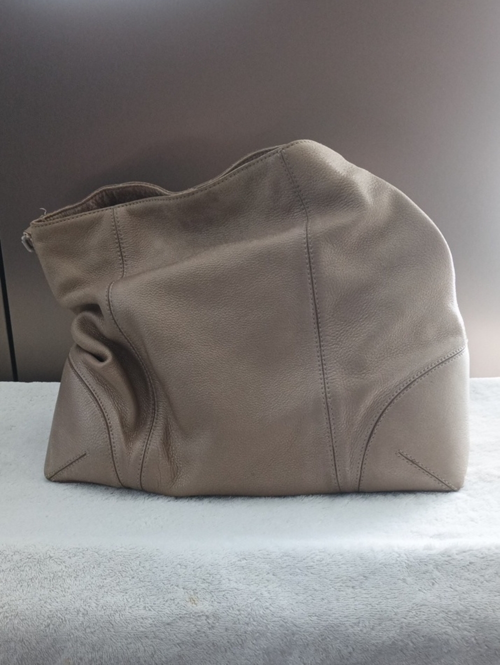 Ann Taylor Taupe Leather Hobo Bag